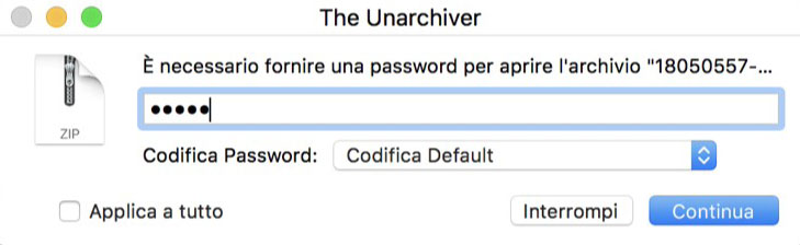 password nell'archivio